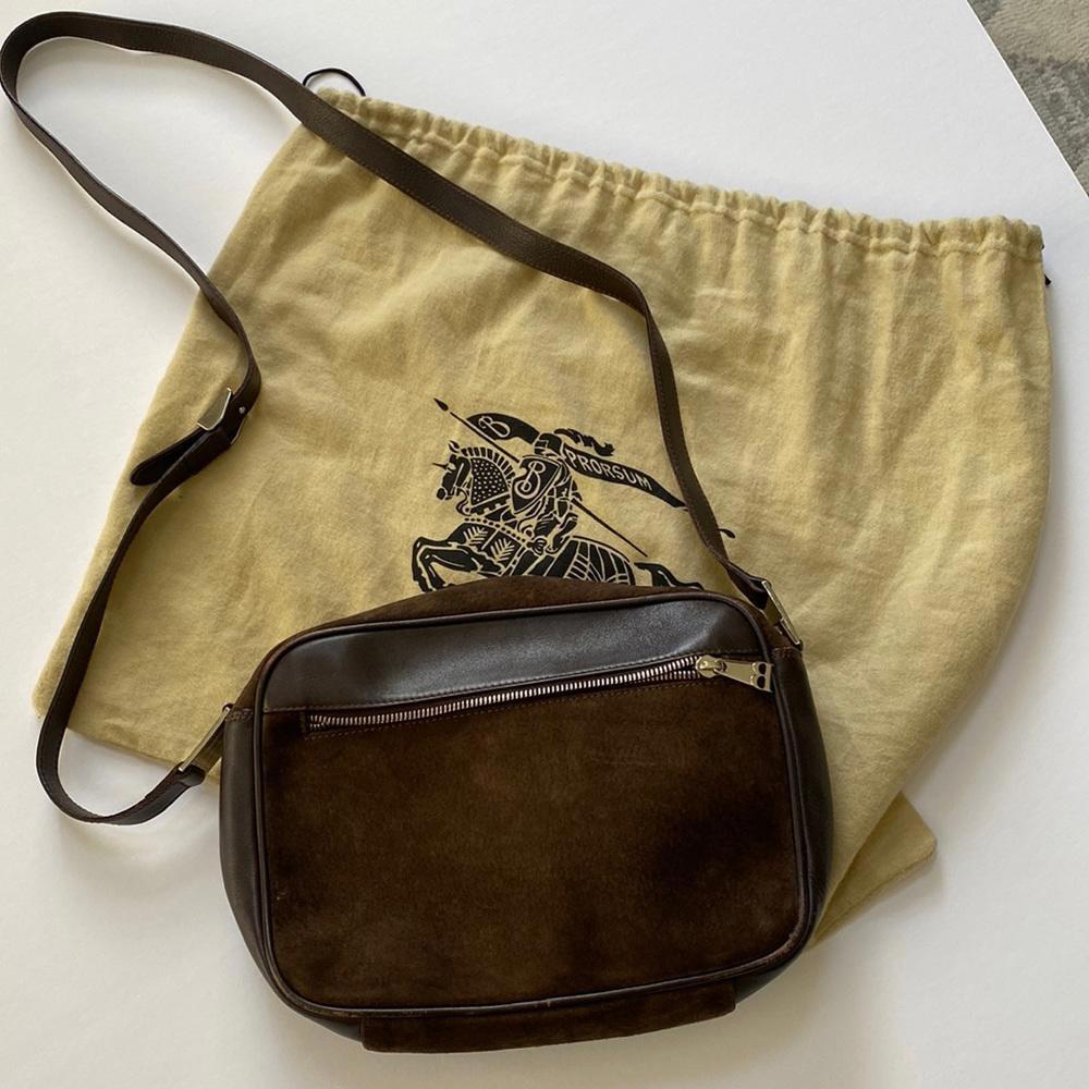 Burberry Crossbody Authentic Brown Leather/Suede 9 1/2”x 7”